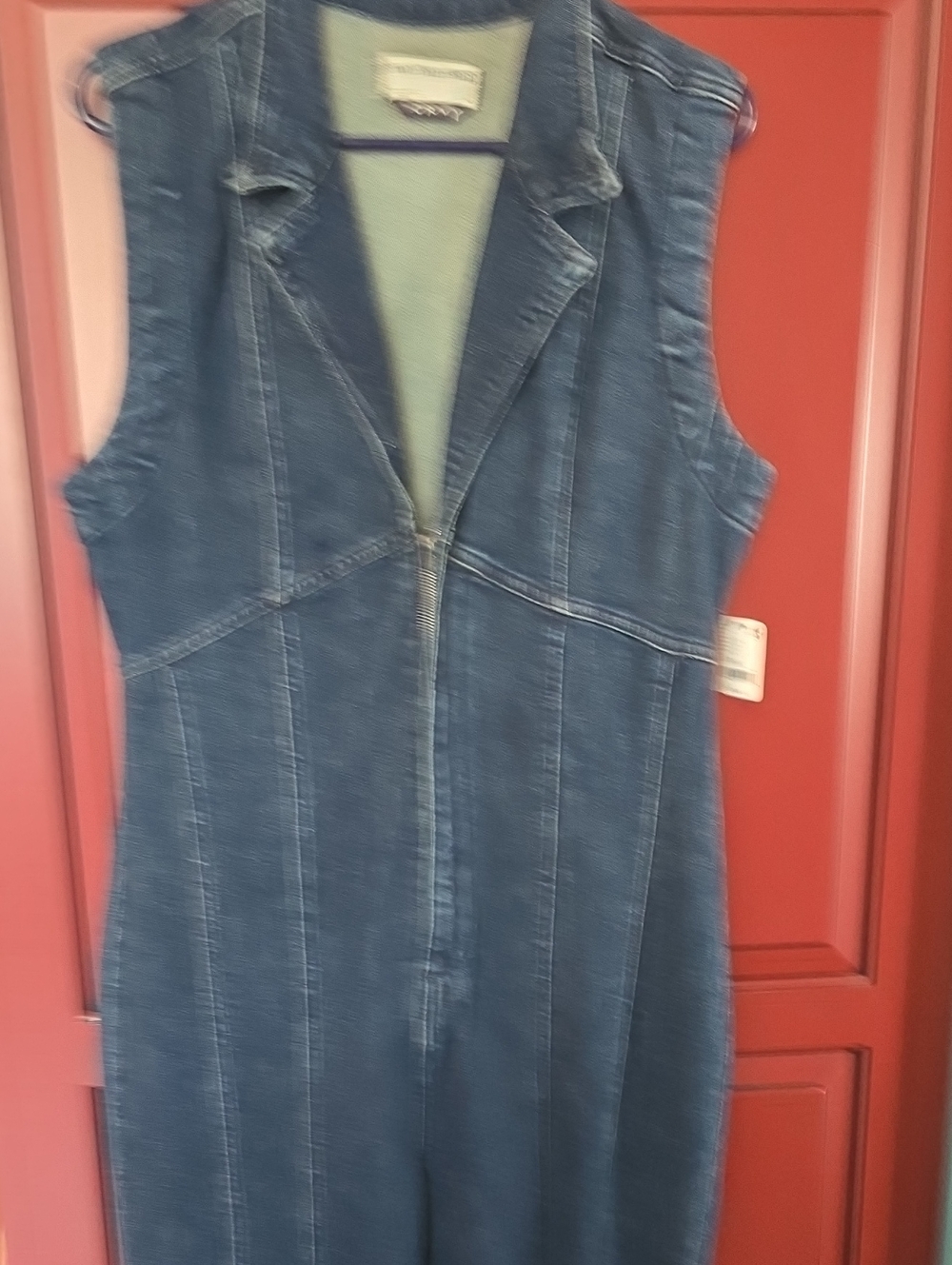 Sleeveless Denim Jumpsuit - Blue